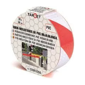 Nastro pvc riflettente - mm.50x33mt. - rosso/bianco