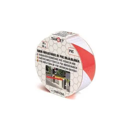 Nastro pvc riflettente - mm.50x33mt. - rosso/bianco