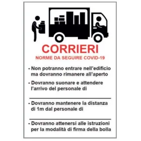 Segnaletica covid 19 - 33 x 50 - obblighi corrieri