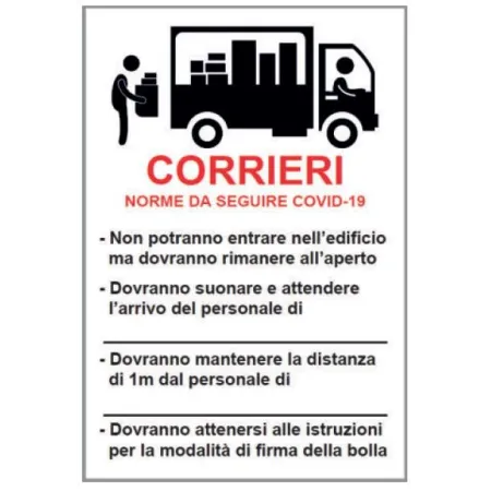 Segnaletica covid 19 - 33 x 50 - obblighi corrieri