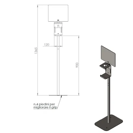 Colonnina per gel igienizzante - smart inox - con cartello info